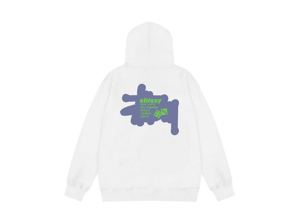 Stussy Zip Up Hoodie Multi Graphic Letter Print Streetwear Jacket