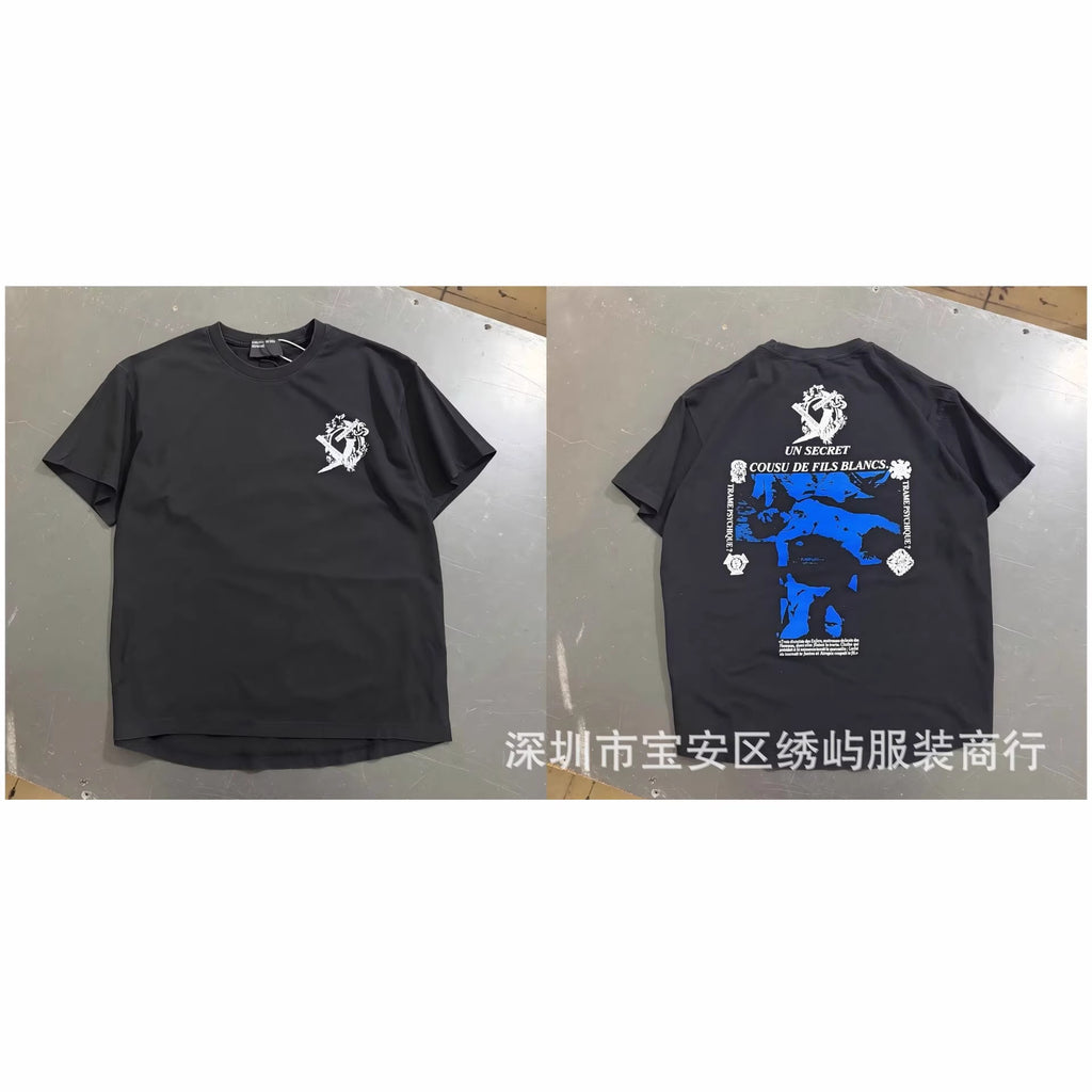 ERD Portrait Letter Print Crew Neck Short Sleeve T Shirt Unisex