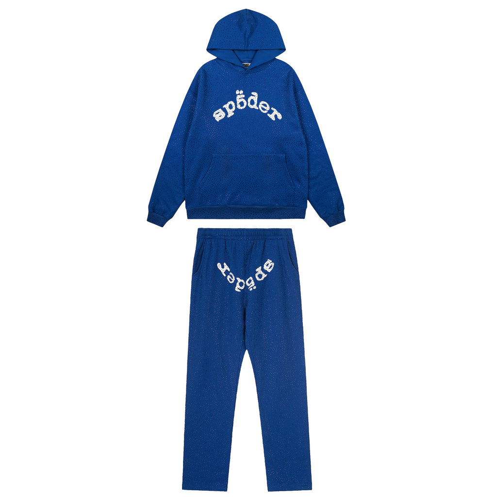Sp5der VVS Full Rhinestone Hoodie & Sweatpants Tracksuit Set