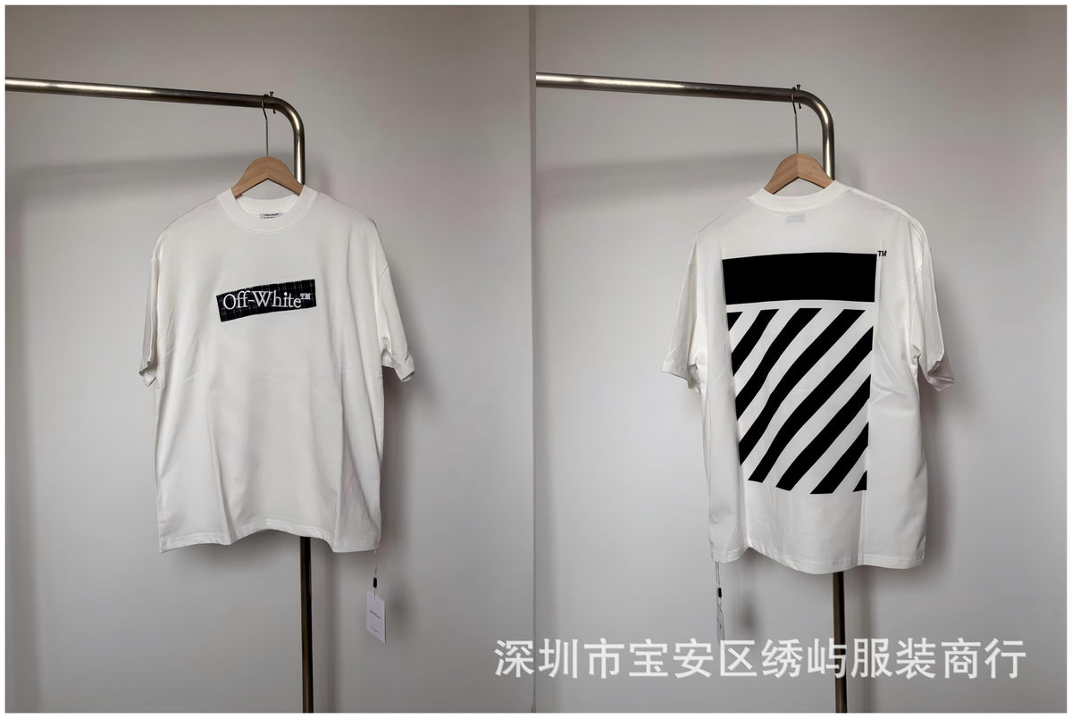 Off White Arrow Print Crew Neck Short Sleeve T Shirt Unisex