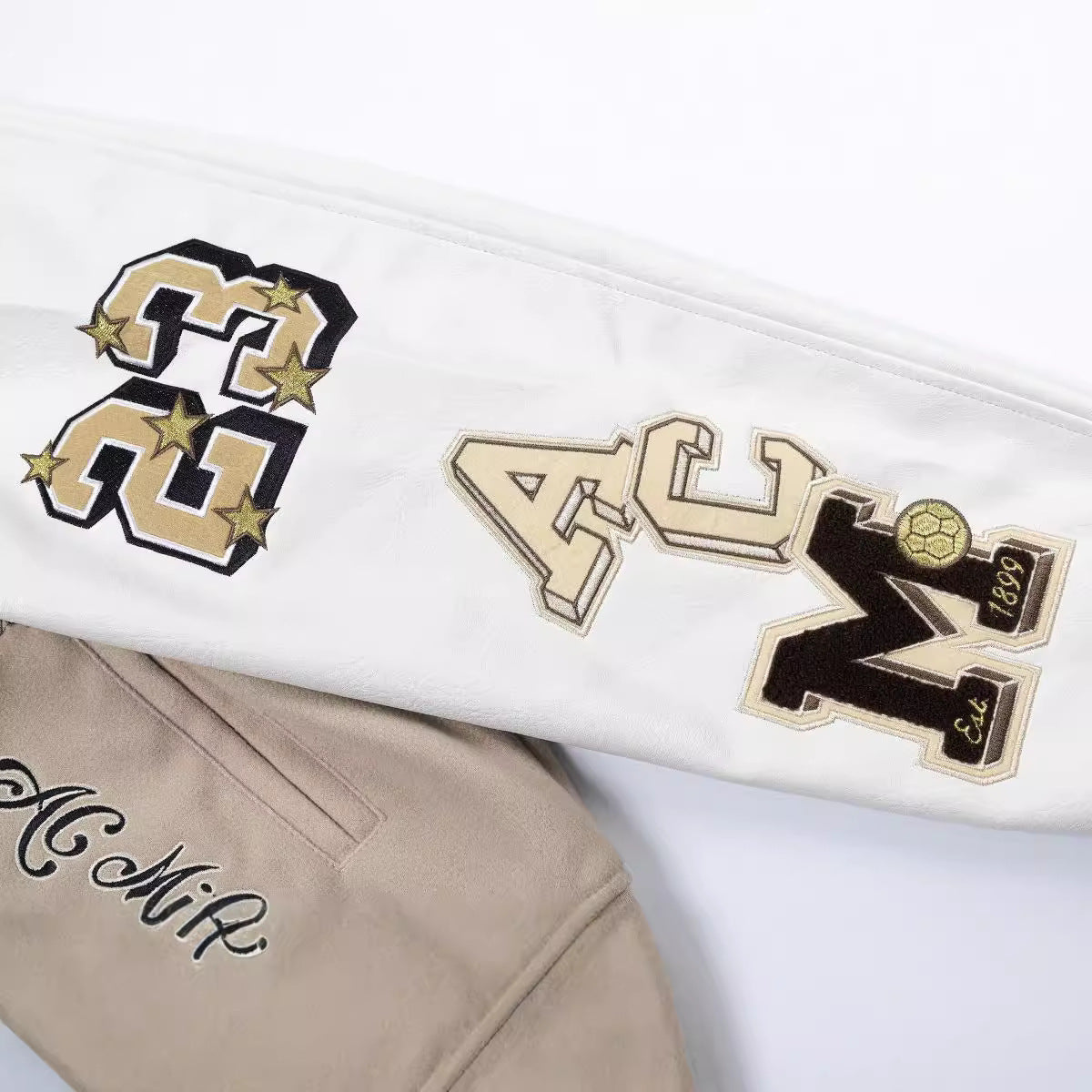Off White Badge Embroidery Varsity Jacket Unisex