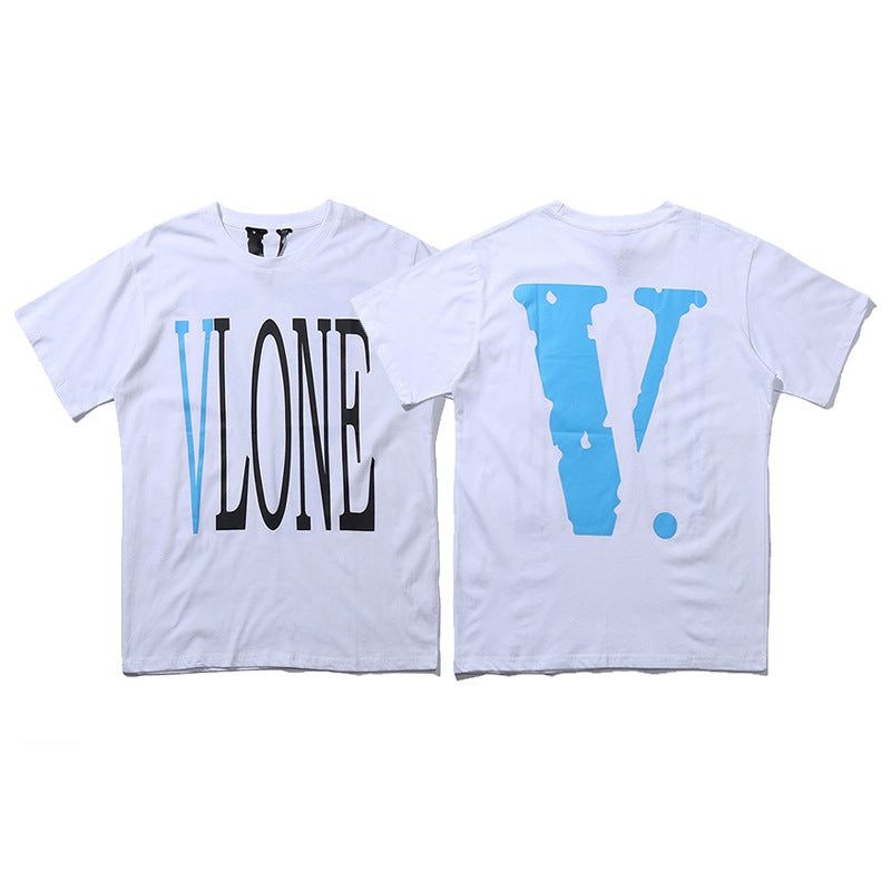 Vlone Big V Letter Graphic Print Short Sleeve Tee Streetwear Unisex