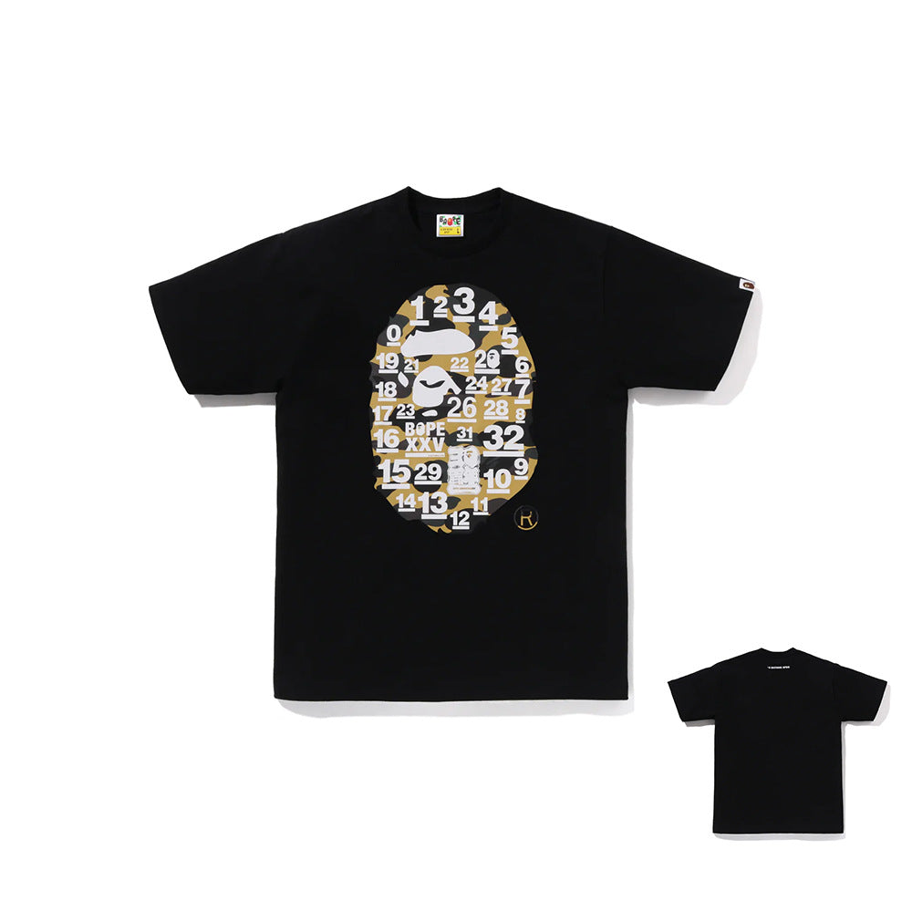 BAPE Shark Ape Head Camo Print Crew Neck Short Sleeve T‑Shirt Unisex