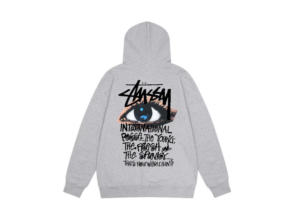 Stussy Zip Up Hoodie Multi Graphic Letter Print Streetwear Jacket