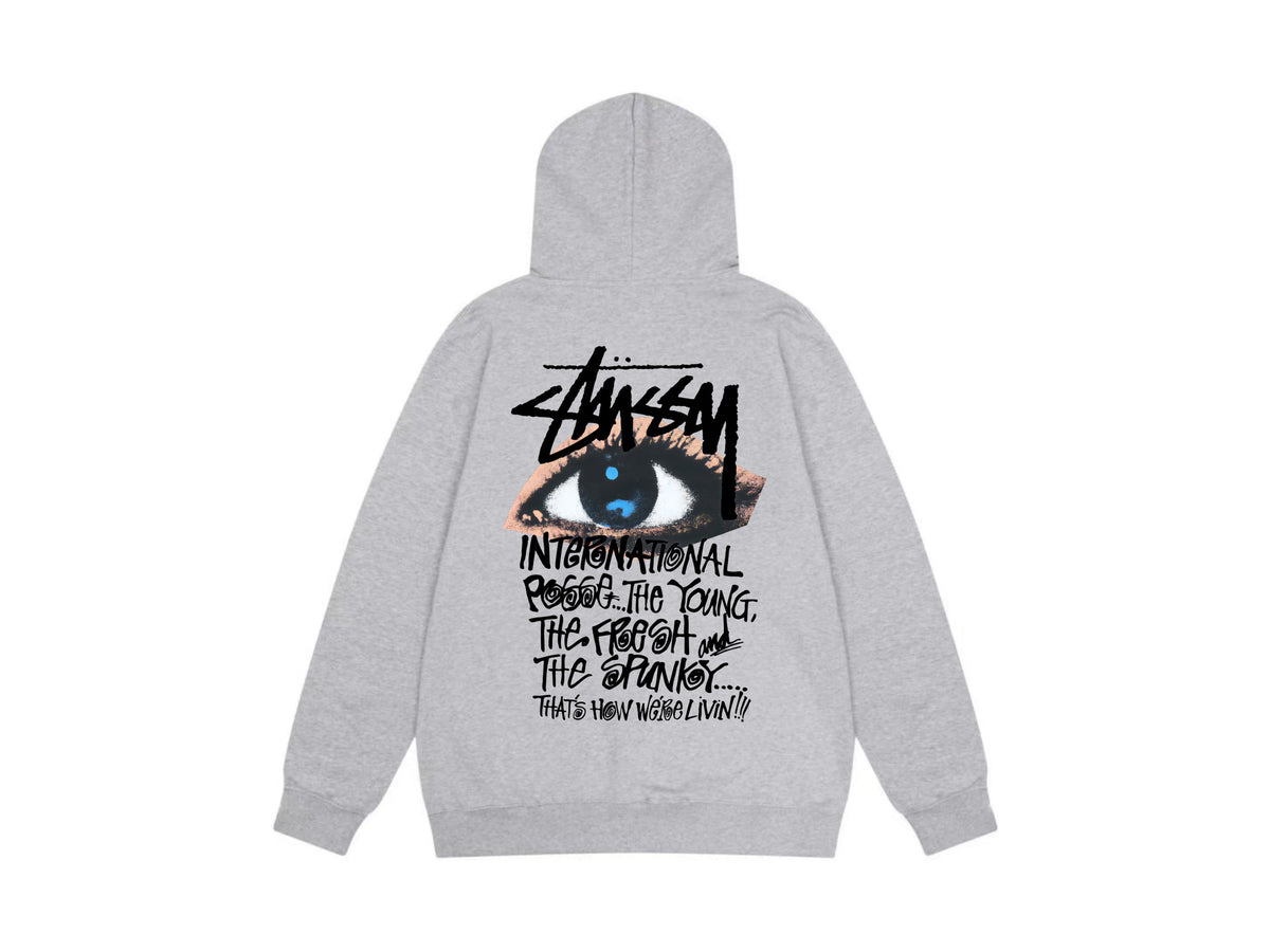 Stussy Zip Up Hoodie Multi Graphic Letter Print Streetwear Jacket