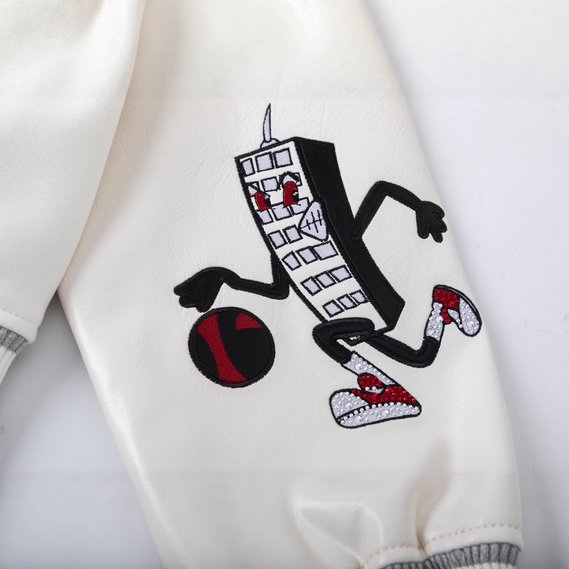 Off White Mobile Letter Embroidery Varsity Baseball Jacket Unisex