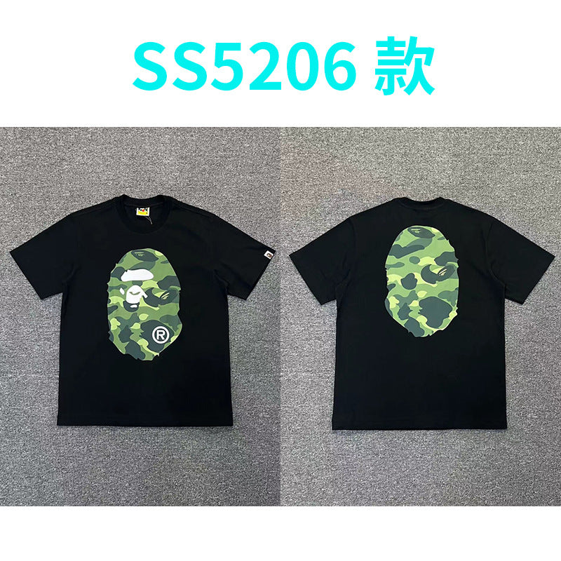 BAPE Shark Camo Graphic Tee Loose Unisex Streetwear T-Shirt