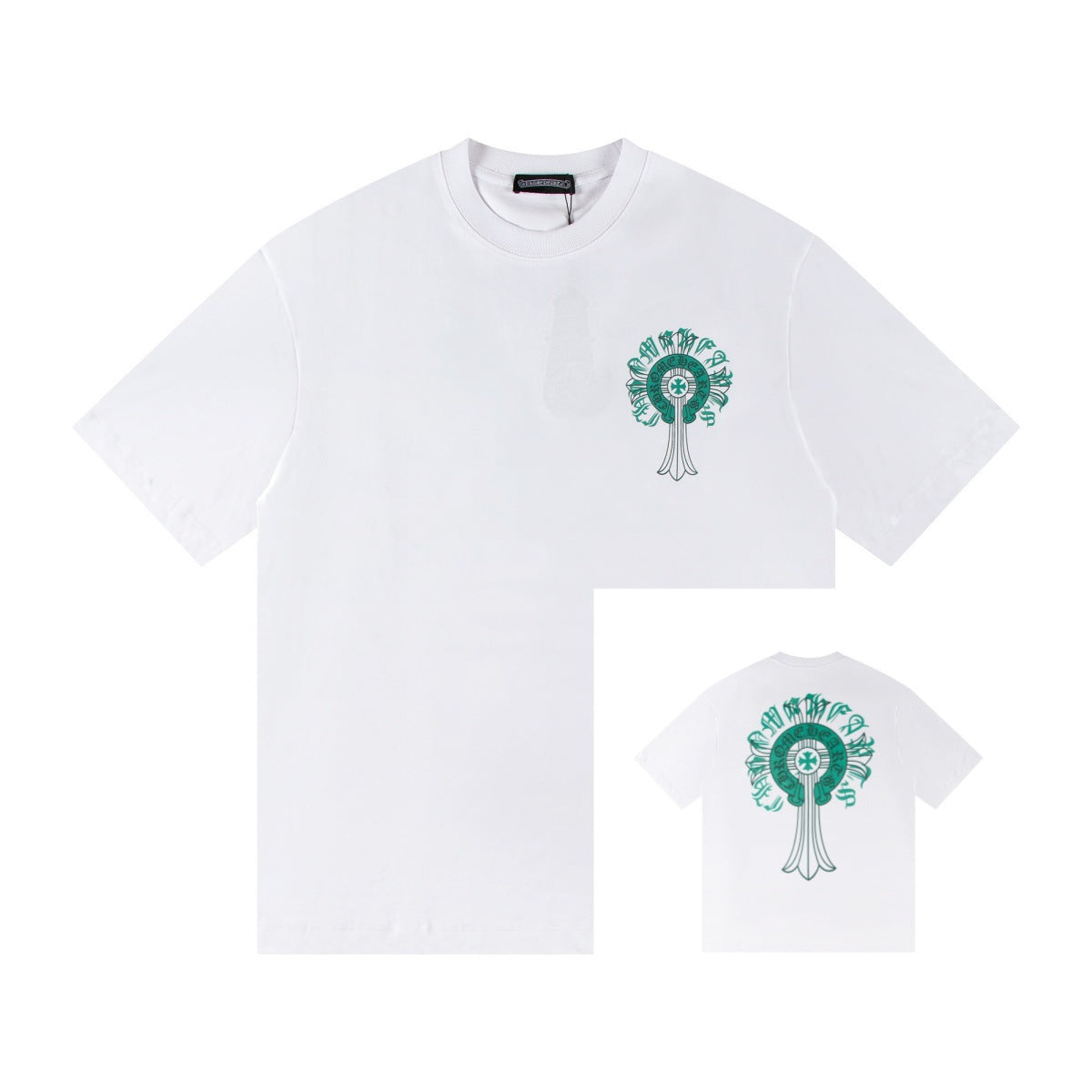 Chrome Hearts Color Sanskrit Cross Horseshoe Print Short Tee Unisex