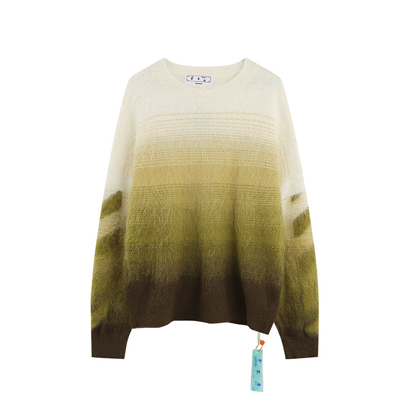 Off-White Arrow Mohair Sweater Gradient Fluffy Knit Pullover & Hoodie