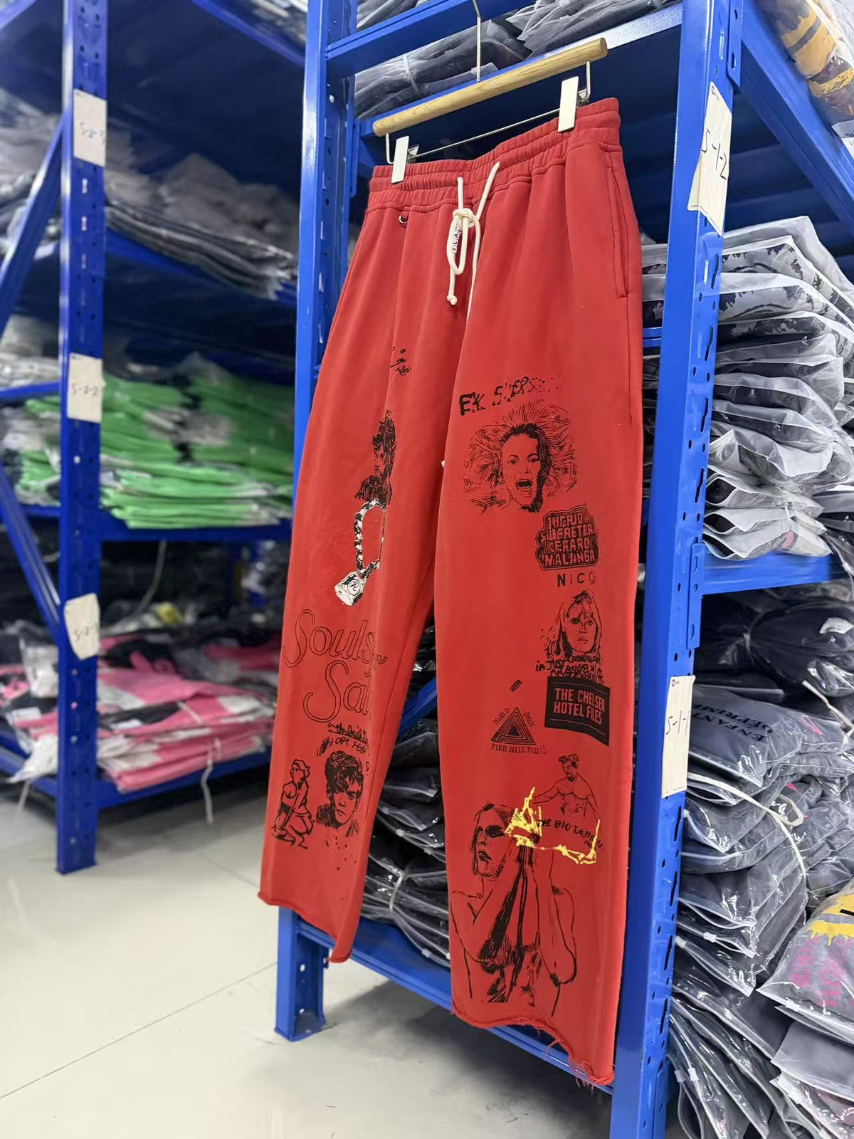 Paly Hollywood Vintage Washed Distressed Drawstring Sweatpants