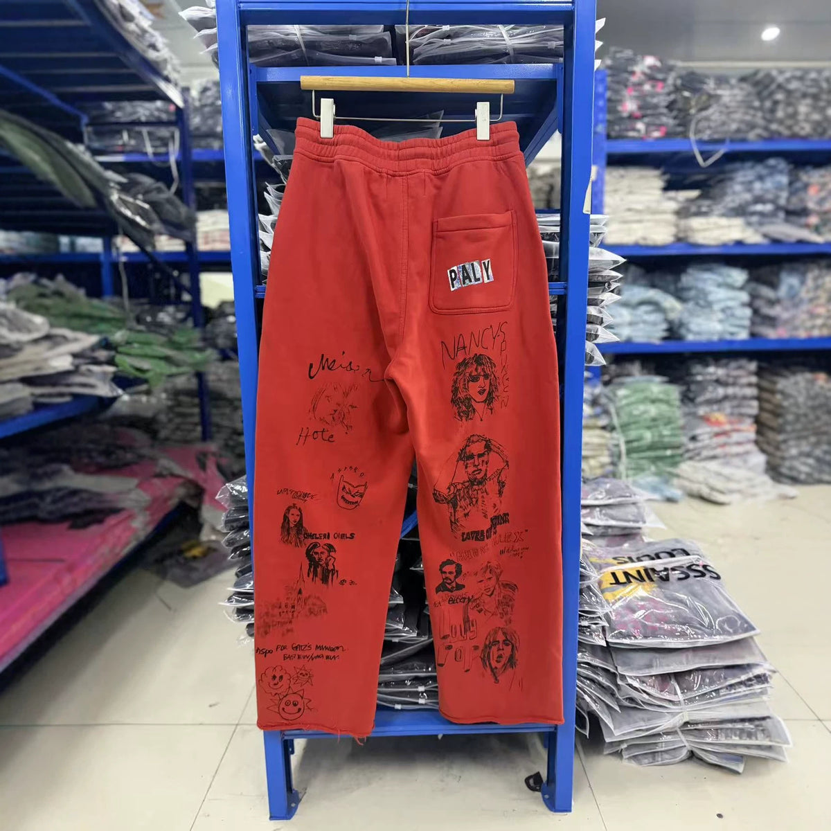 Paly Hollywood Vintage Washed Distressed Drawstring Sweatpants
