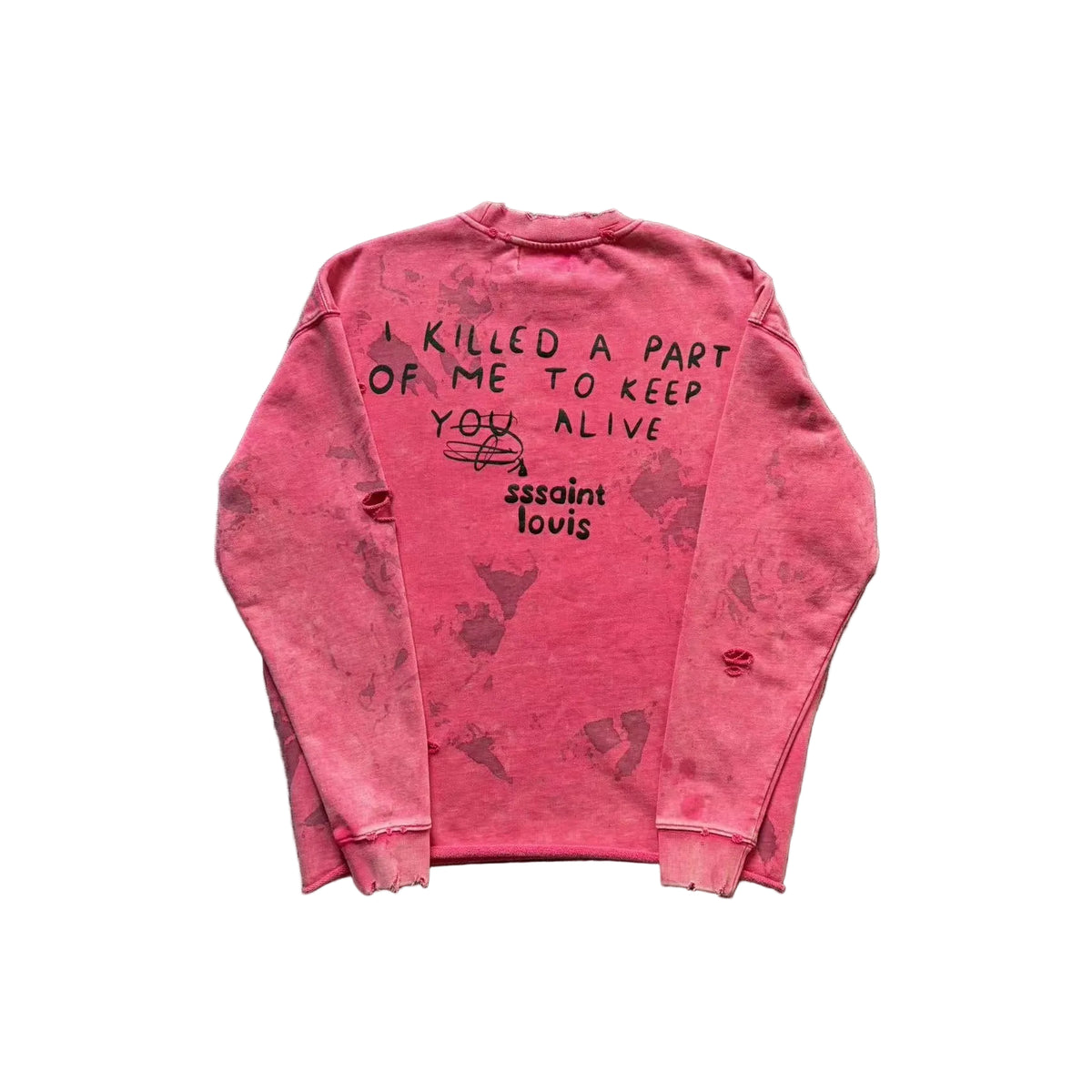 SSSAINT LOUIS Born Free Club Washed Distressed Crewneck Sweatshirt