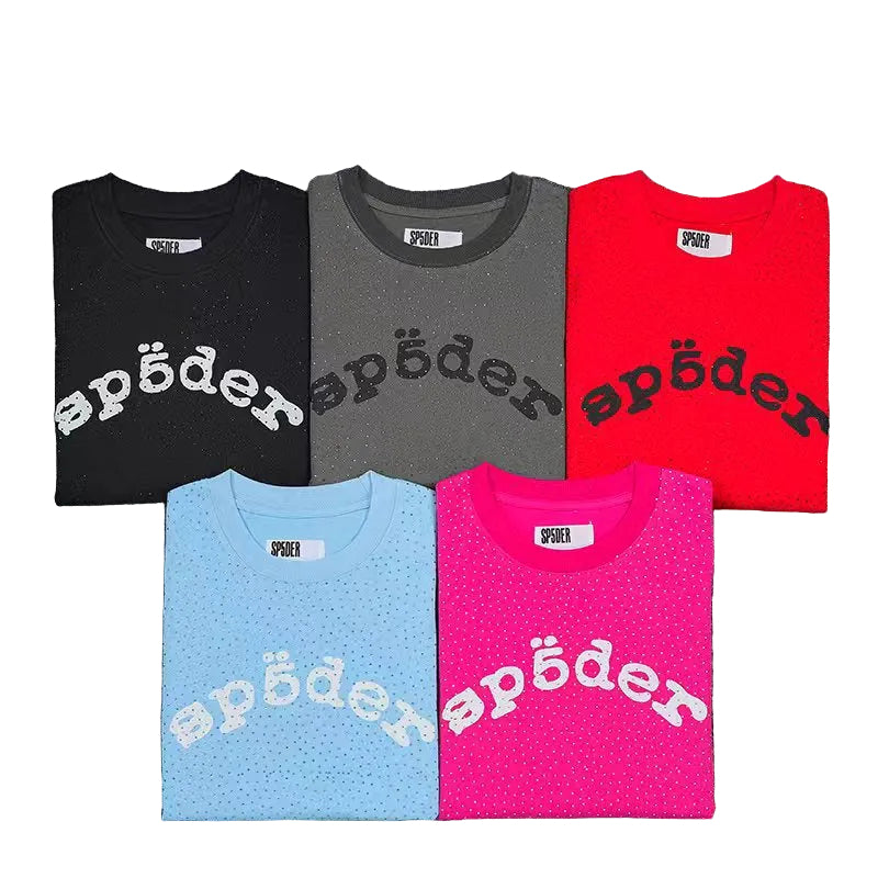 Sp5der Full Rhinestone T-Shirt & Shorts Matching Set