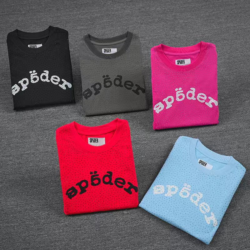 Sp5der Full Rhinestone T-Shirt & Shorts Matching Set