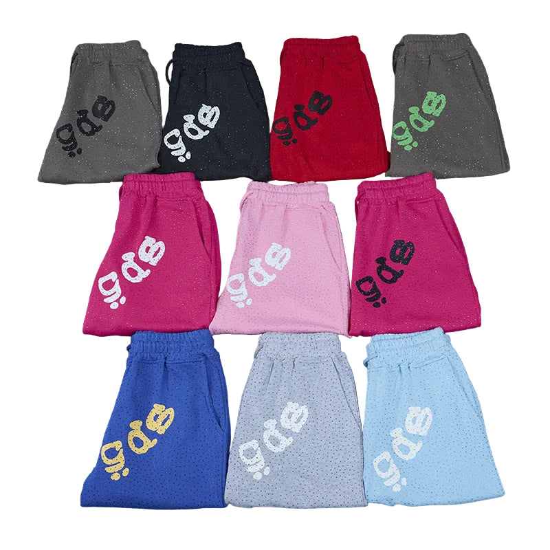 Sp5der Full Rhinestone T-Shirt & Shorts Matching Set