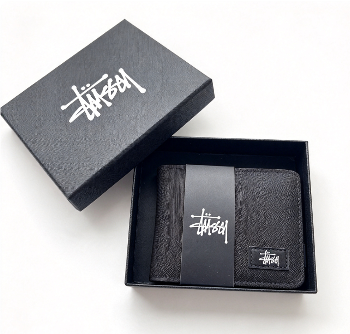 Stussy Canvas Bifold Wallet Multi Pattern Card Holder Coin Purse