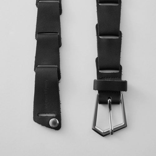 Amalga mation 24AW Buckle Strap Spliced Calfskin Waist Belt