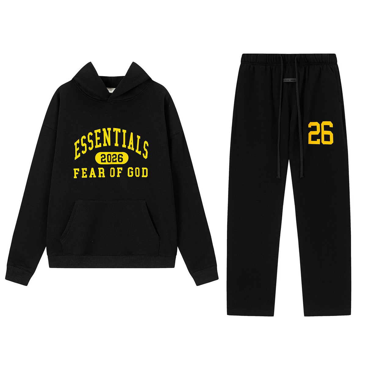 Fear Of God Essentials 3D Silicone Logo Fleece Hoodie Sweatpants Set