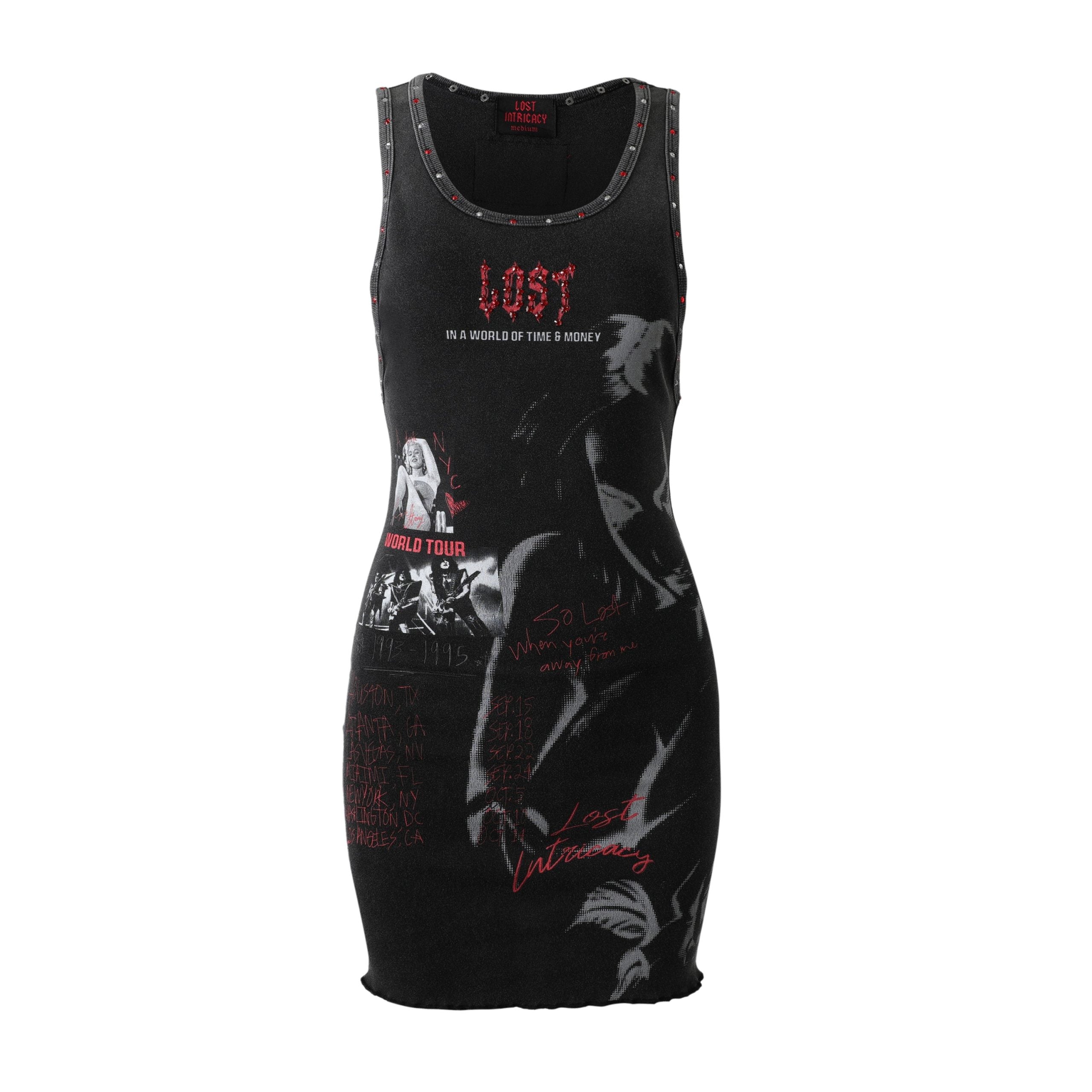 Lost Intricacy Black Broken Hearts Rivet U Neck Bodycon Mini Dress