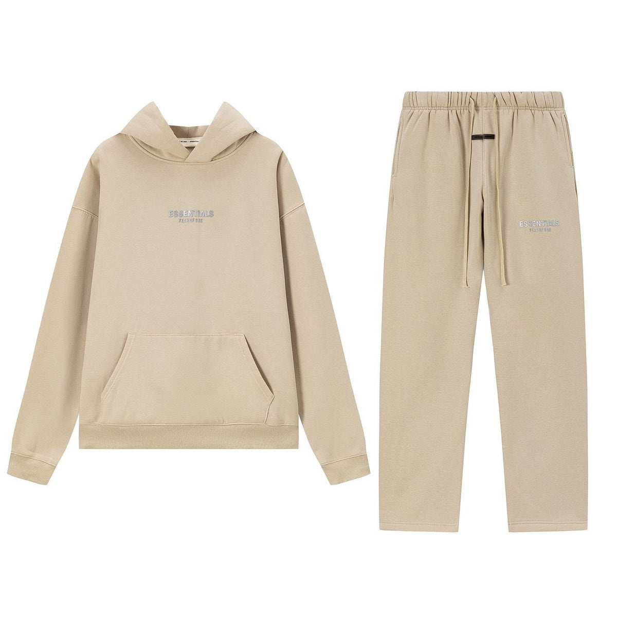 Fear Of God Essentials 3D Silicone Logo Fleece Hoodie Sweatpants Set