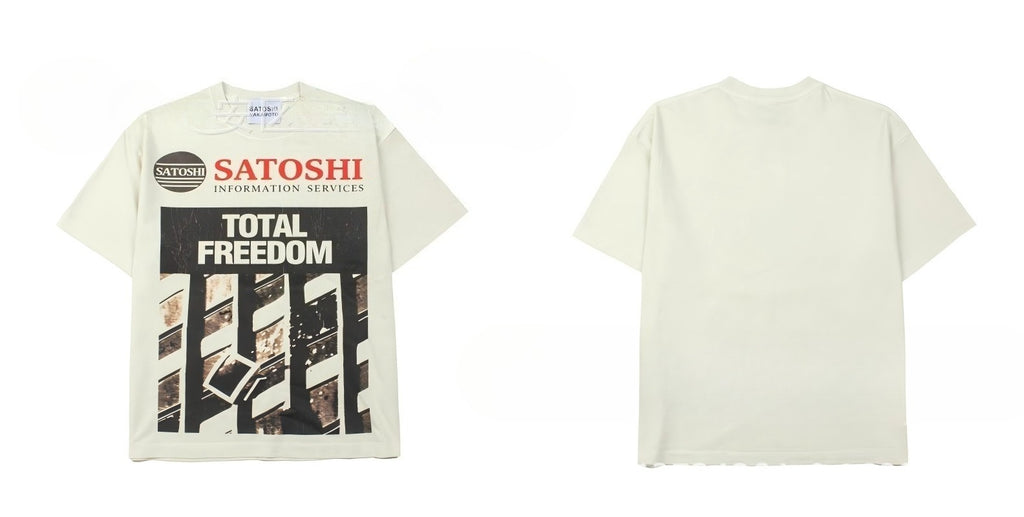 Satoshi Nakamoto Vintage Washed Distressed Crew Neck T Shirt Unisex