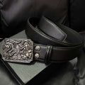Dragon & Skeleton Leather Belt Litchi Grain Removable Buckle Waist