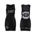 Lost Intricacy Rivet Letter Print Tank Bodycon Midi Dress Women