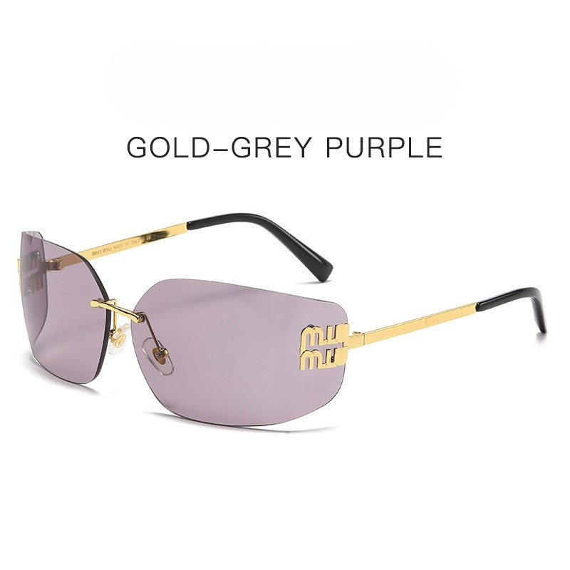 Miu Miu MU 54YS Runway Y2K Rectangle Rimless Womens Sunglasses
