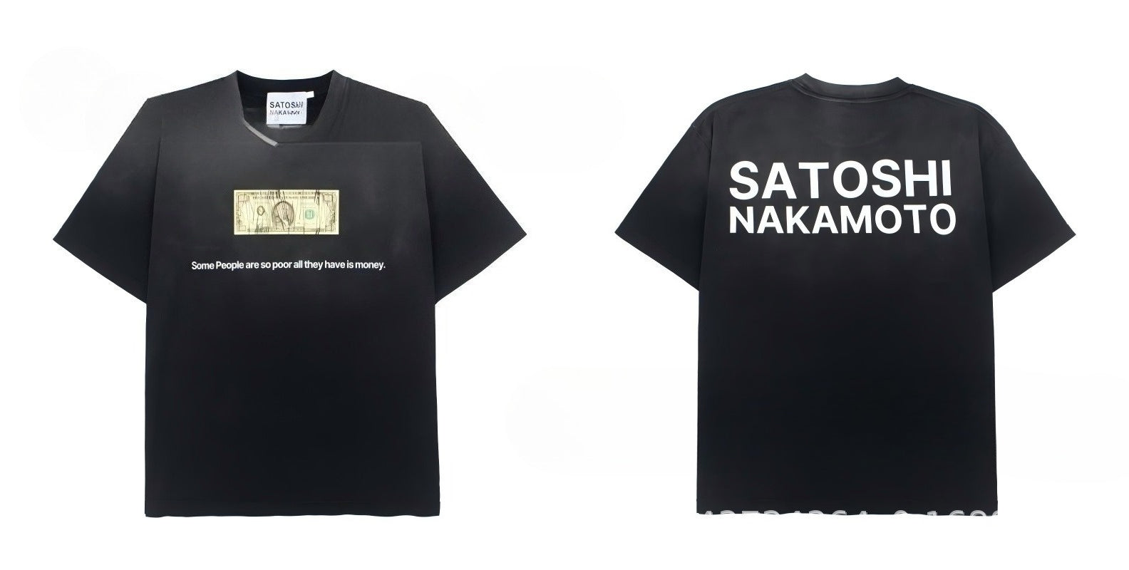Satoshi Nakamoto Vintage Washed Distressed Crew Neck T Shirt Unisex