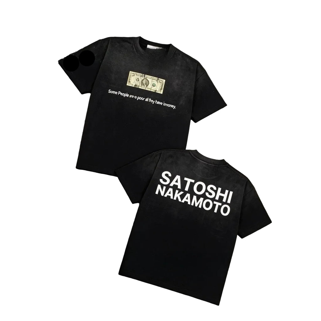 Satoshi Nakamoto Vintage Washed Distressed Crew Neck T Shirt Unisex