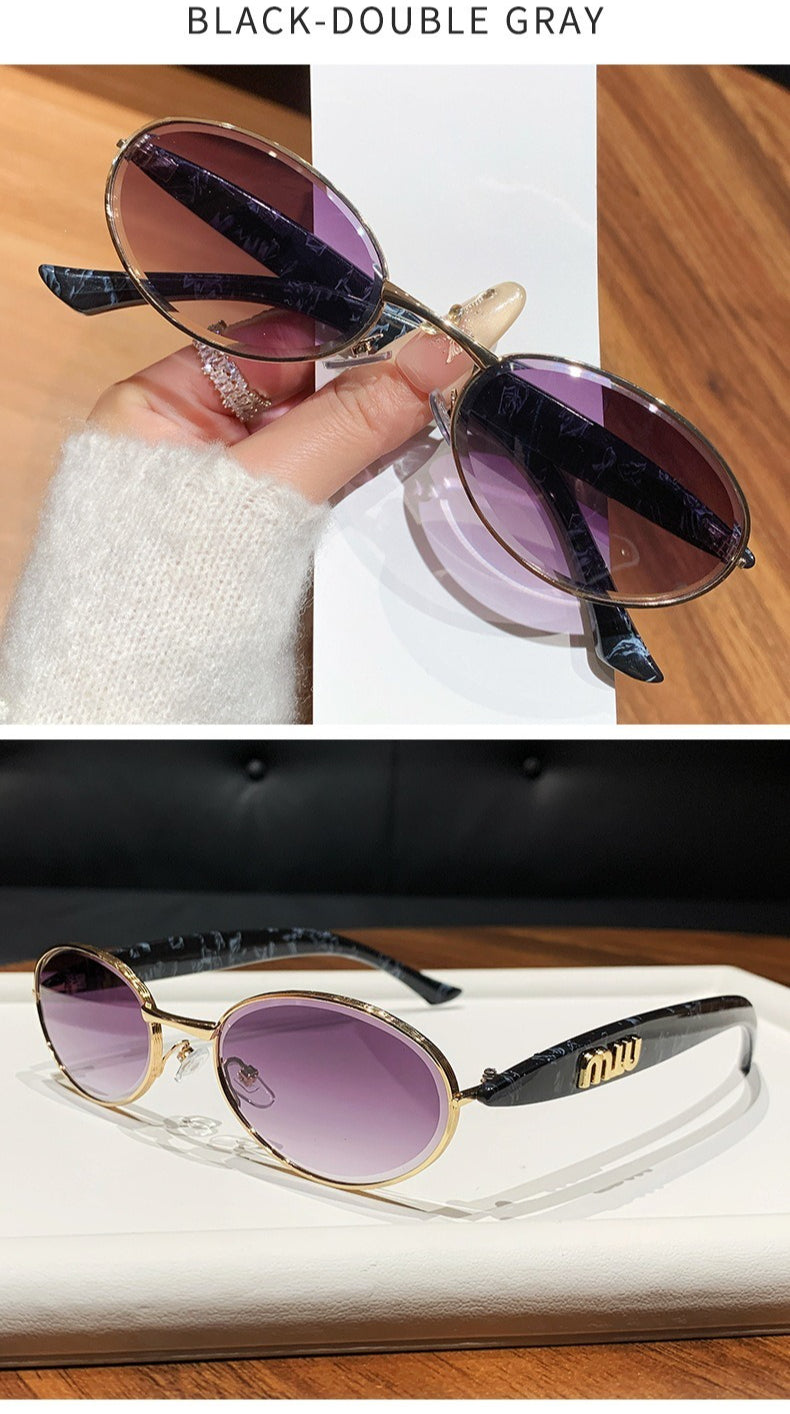 Miu Miu SMU52YS Sardine Oval Metal Sunglasses Gradient Lens Women Y2K