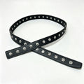 Chrome Hearts Black Pebbled Leather Belt Floral Studded No Buckle Belt