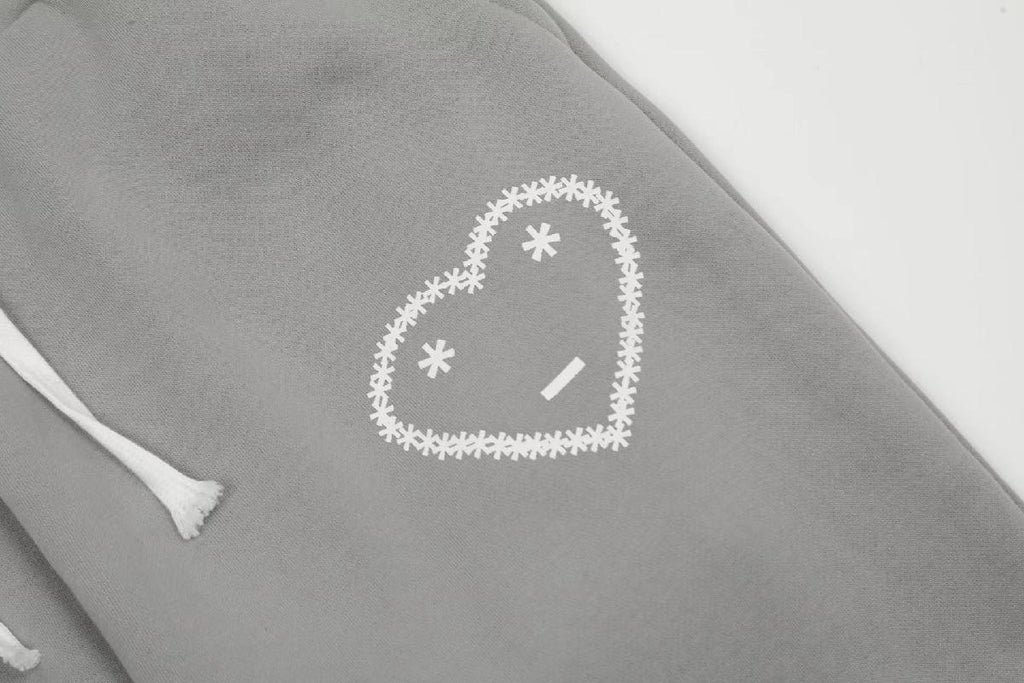 Heart Embroidered Hoodie Sweatpants Set