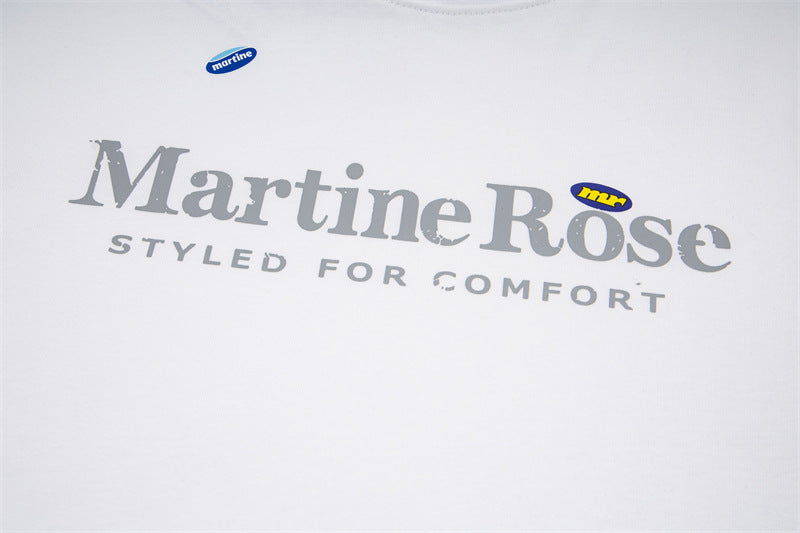 Martine Rose Washed Vintage Letter Print Crew Neck Short Sleeve T Shirt