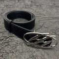 Cleanfit Leather Belt Futuristic Lightning Metal Buckle Waist Belt
