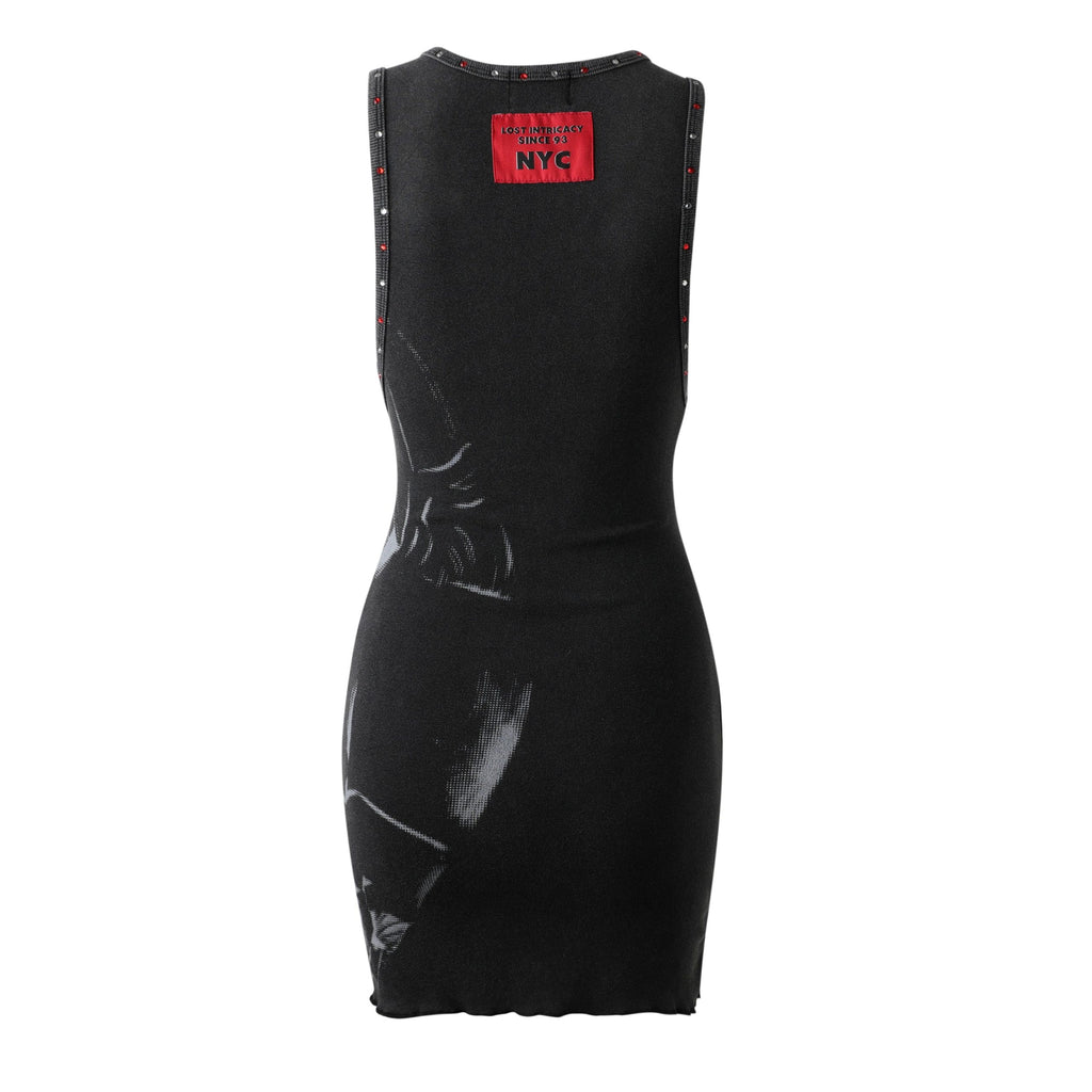 Lost Intricacy Black Broken Hearts Rivet U Neck Bodycon Mini Dress