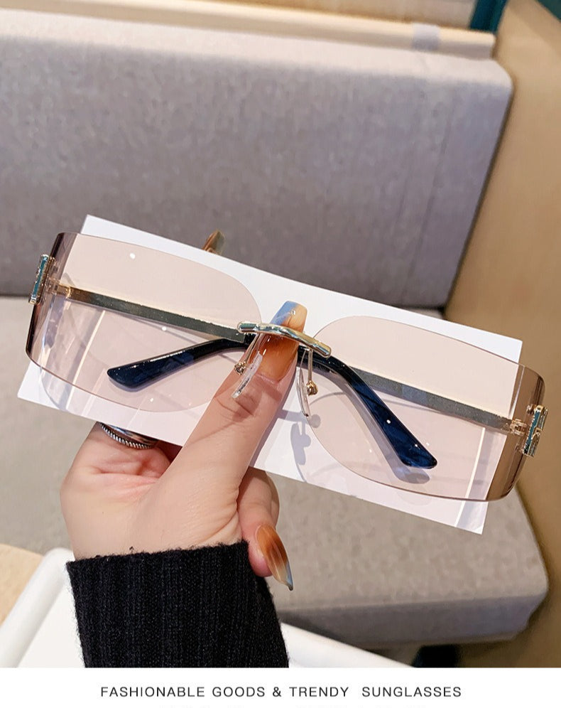 Miu Miu MU 54YS Y2K Rimless Gradient Narrow Frame Womens Sunglasses