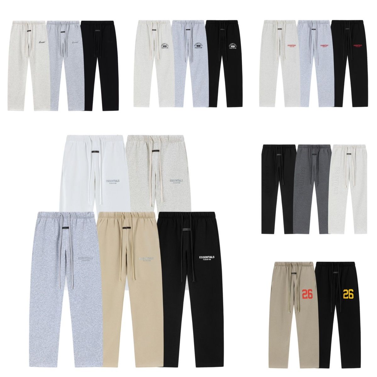 Fear Of God Essentials Letter Print Straight Sweat Pants Multi-Style