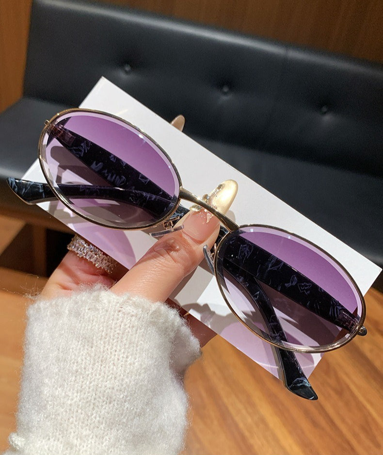 Miu Miu SMU52YS Sardine Oval Metal Sunglasses Gradient Lens Women Y2K