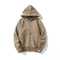BAPE Monogram Allover Print Gold Shark Full Zip Hoodie