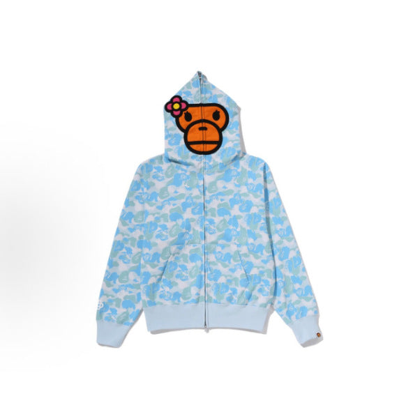 BAPE Lisa Baby Milo ABC Camo Full Zip Hoodie Women Pink Blue