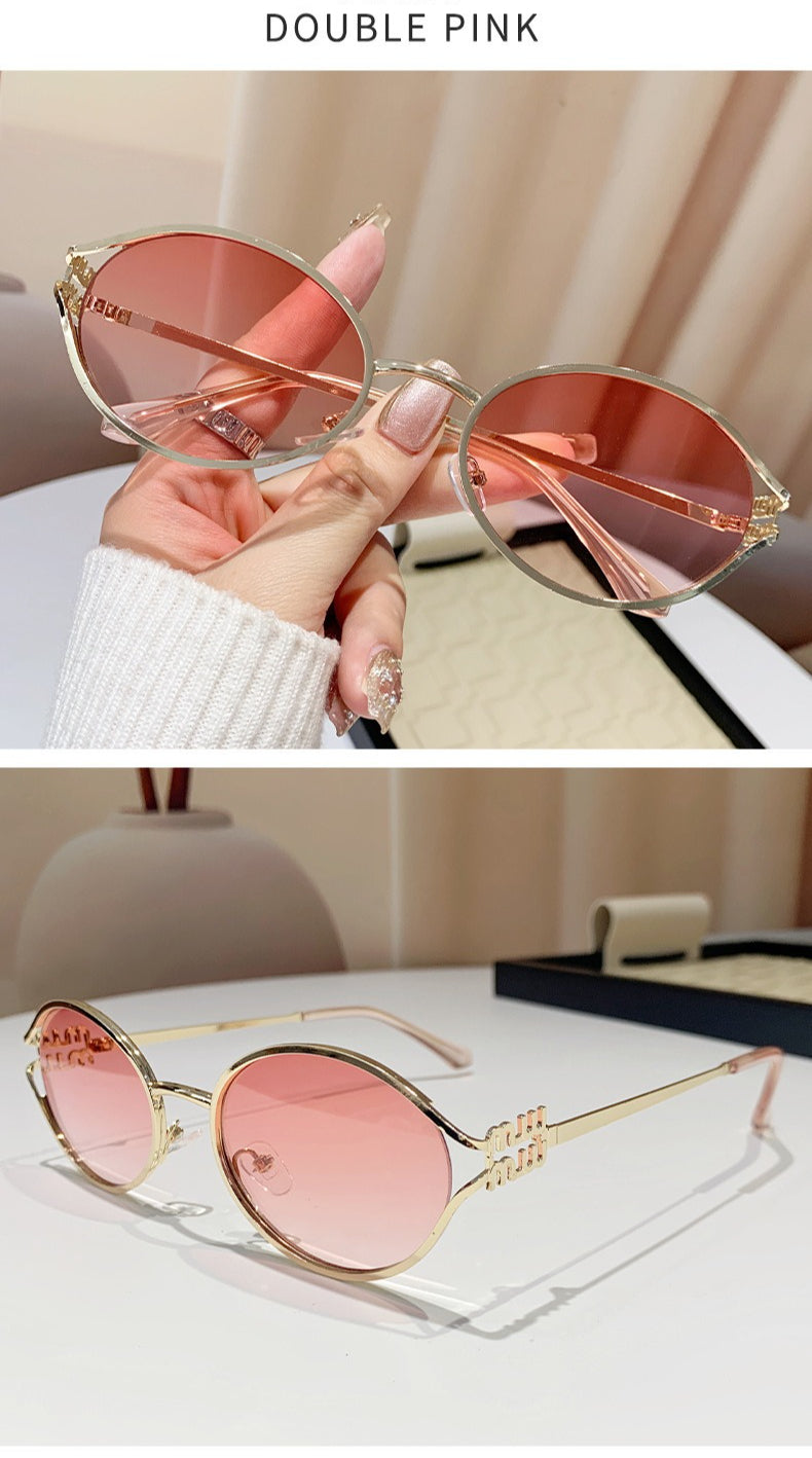 Miu Miu MU52YS Hollow Oval Cat Eye Sunglasses Gradient Lens Women Y2K