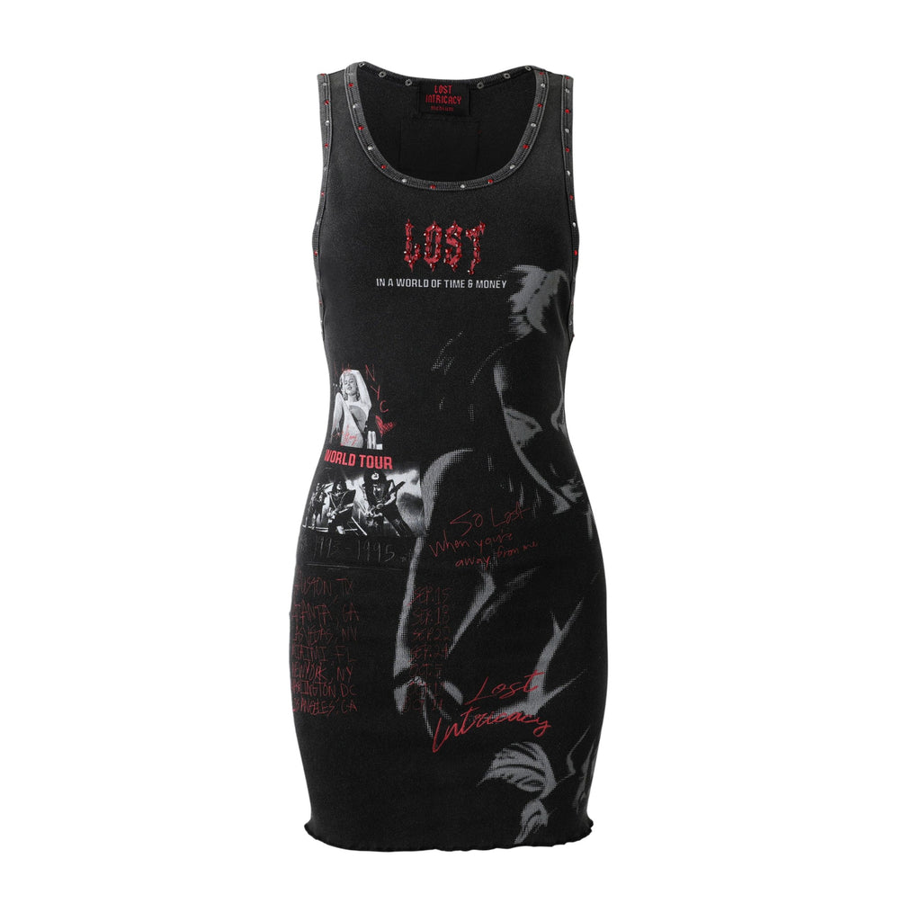 Lost Intricacy Black Broken Hearts Rivet U Neck Bodycon Mini Dress