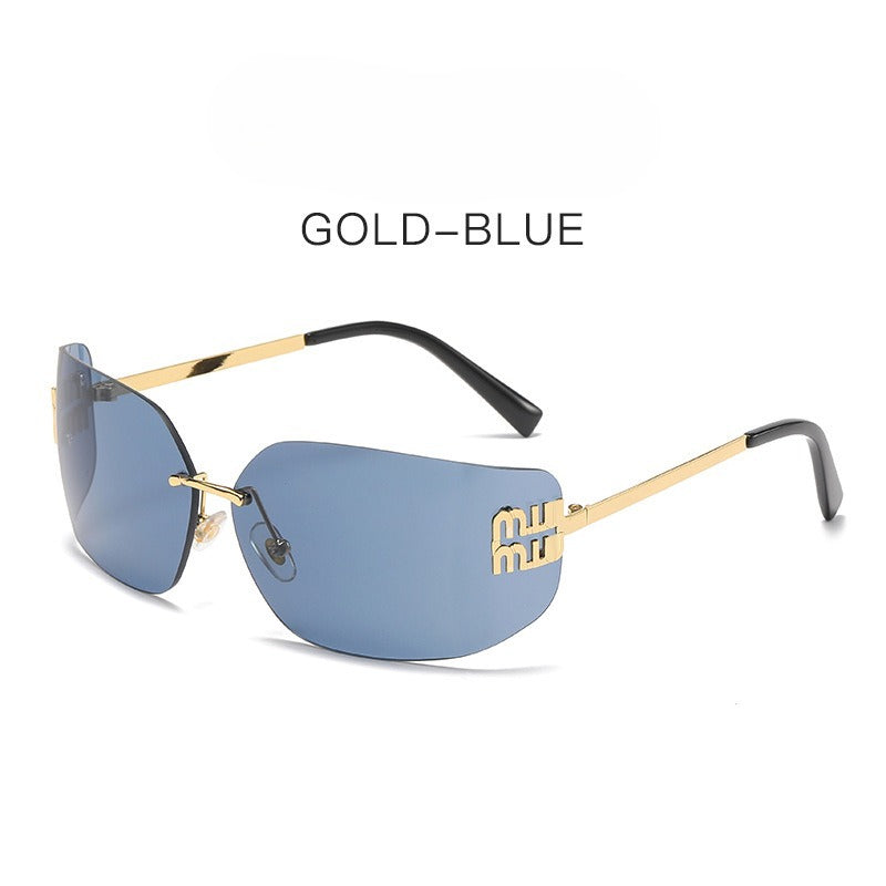 Miu Miu MU 54YS Runway Y2K Rectangle Rimless Womens Sunglasses