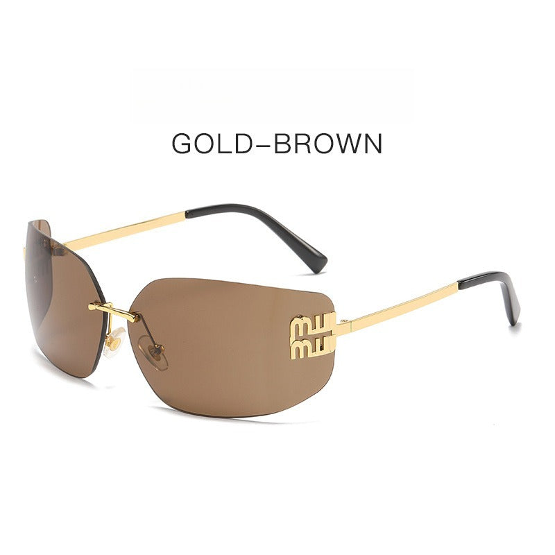 Miu Miu MU 54YS Runway Y2K Rectangle Rimless Womens Sunglasses