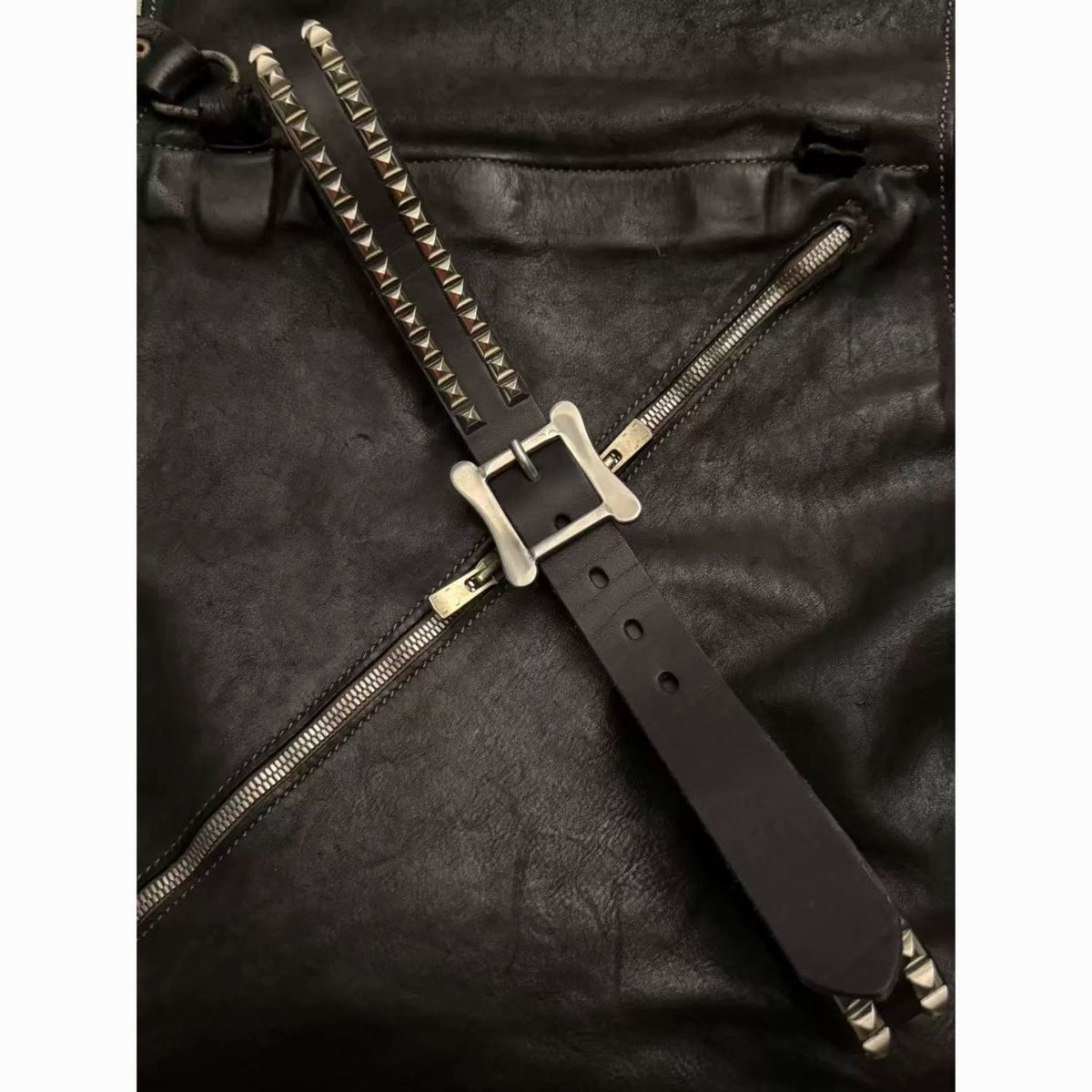 Vintage Punk Studded Leather Belt Single Prong Buckle Unisex