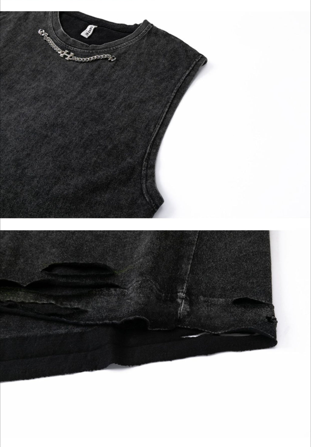 Vintage Washed Ripped Cotton Tank Mens Loose Sleeveless Tee