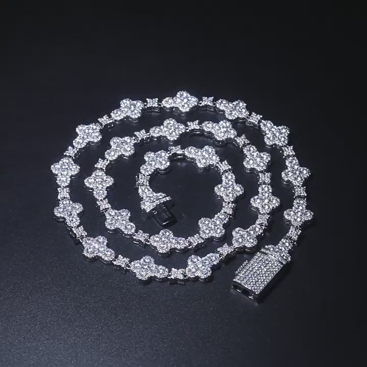 Iced Four Leaf Clover Tennis Bracelet 10mm
